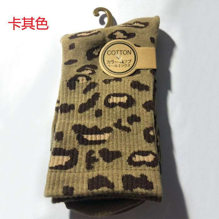 Jewelry WholesaleWholesale Leopard Print Cotton Mid Tube Women Socks JDC-SK-YuQ001 Sock 遇晴 %variant_option1% %variant_option2% %variant_option3%  Factory Price JoyasDeChina Joyas De China