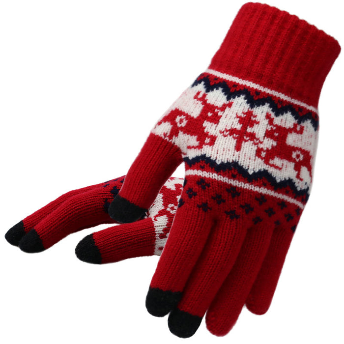 Wholesale Gloves Knitted Fawn Christmas Plush Touch Screen Warm JDC-GS-FanP009