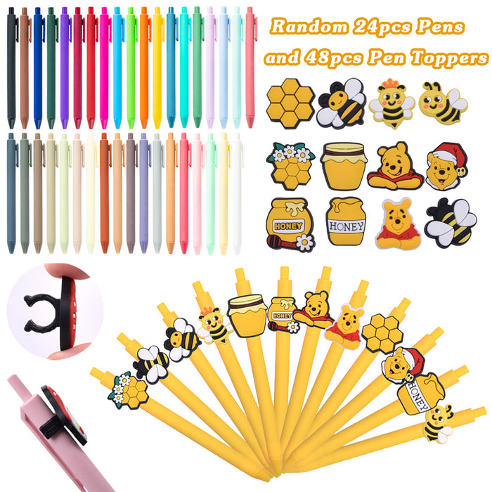 Wholesale Random Creative Cartoon 24pcs Pens and 48pcs Silicone Pen Toppers JDC-PEN-001