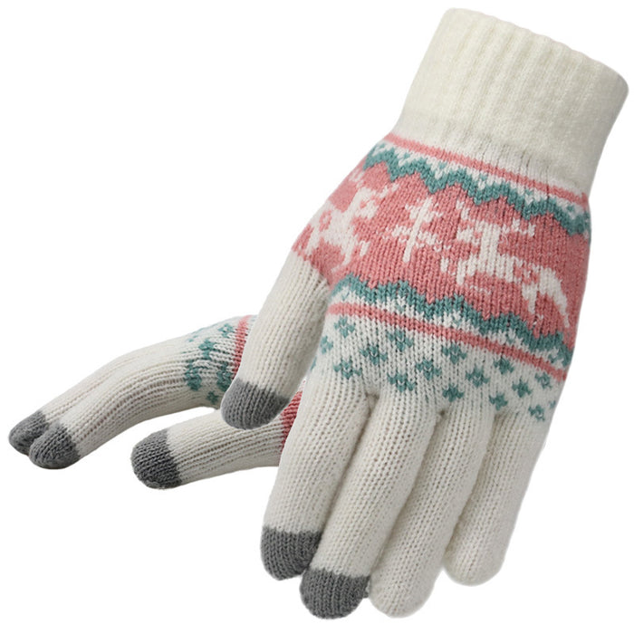 Wholesale Gloves Knitted Fawn Christmas Plush Touch Screen Warm JDC-GS-FanP009