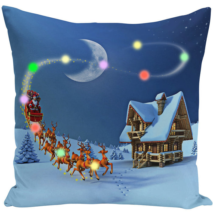 Wholesale Pillow Cover Lantern Santa Elk LED Light Printing Short Plush MOQ≥3 JDC-PW-Yifan002