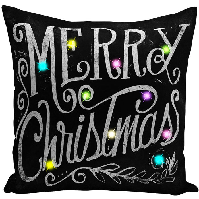 Wholesale Pillow Cover Lantern Santa Elk LED Light Printing Short Plush MOQ≥3 JDC-PW-Yifan002