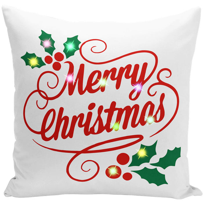 Wholesale Pillow Cover Lantern Santa Elk LED Light Printing Short Plush MOQ≥3 JDC-PW-Yifan002