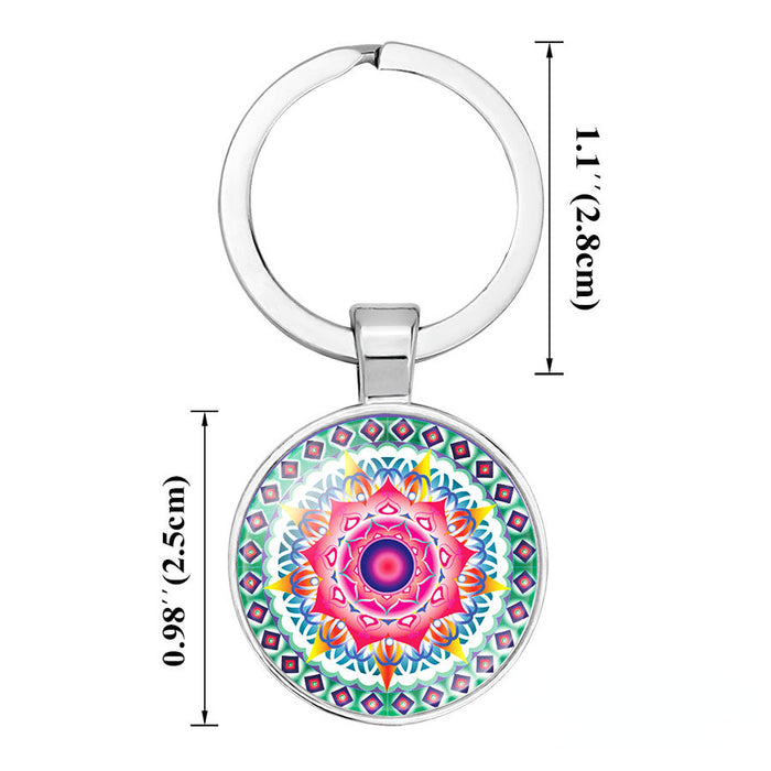 Wholesale Mandala Flower Time Gemstone Alloy Glass Keychain JDC-KC-NingX015