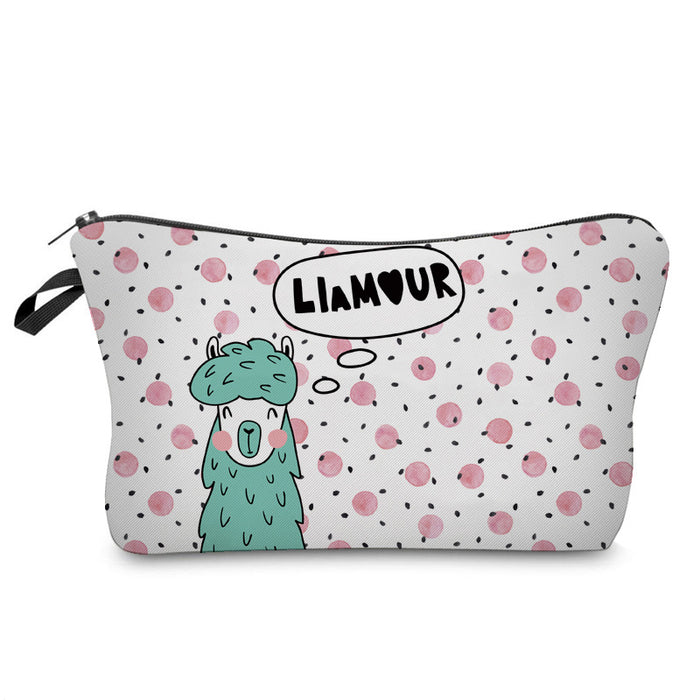 Wholesale Printed Alpaca Cosmetic Bag Clutch For Women JDC-CB-XinD005