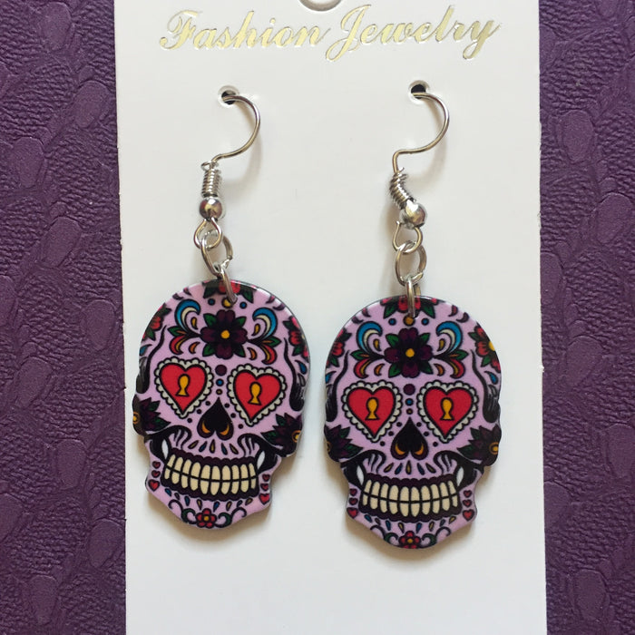 Wholesale Skull Earrings Acrylic Skull Pendant JDC-ES-Xieq001