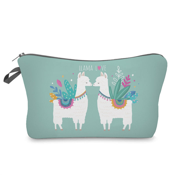 Wholesale Printed Alpaca Cosmetic Bag Clutch For Women JDC-CB-XinD005