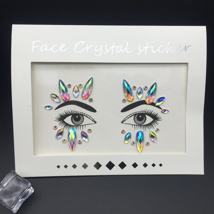 Wholesale acrylic face stickers green resin drill face stickers MOQ≥2 JDC-EY-WWei002