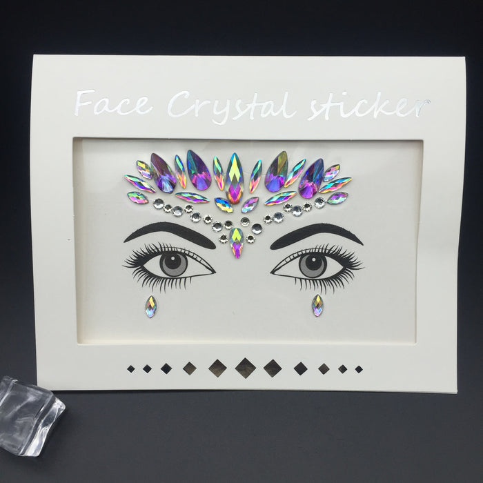 Wholesale acrylic face stickers green resin drill face stickers MOQ≥2 JDC-EY-WWei002