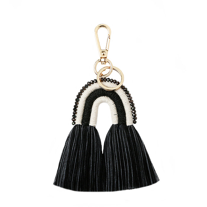 Wholesale tassel keychain rice bead rope weaving manual weaving  JDC-KC-JM015