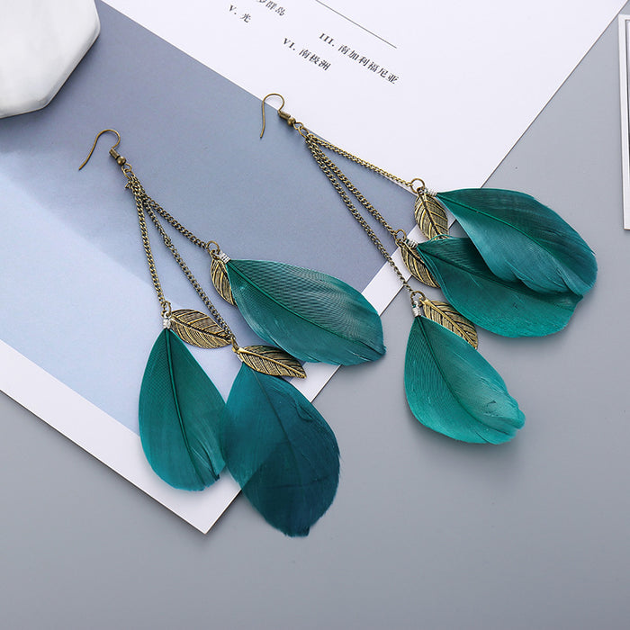 Jewelry WholesaleWholesale Tassel Feather Alloy Earrings JDC-ES-Daiq038 Earrings 黛茜 %variant_option1% %variant_option2% %variant_option3%  Factory Price JoyasDeChina Joyas De China