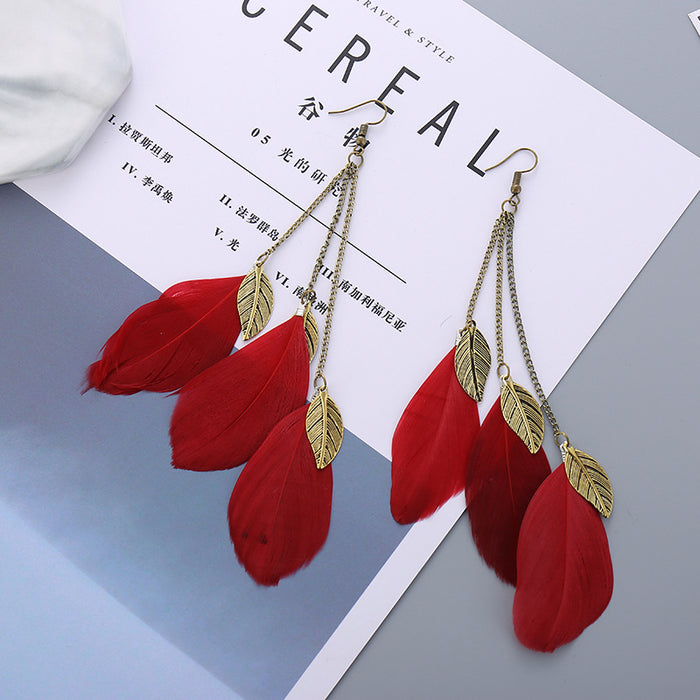 Jewelry WholesaleWholesale Tassel Feather Alloy Earrings JDC-ES-Daiq038 Earrings 黛茜 %variant_option1% %variant_option2% %variant_option3%  Factory Price JoyasDeChina Joyas De China