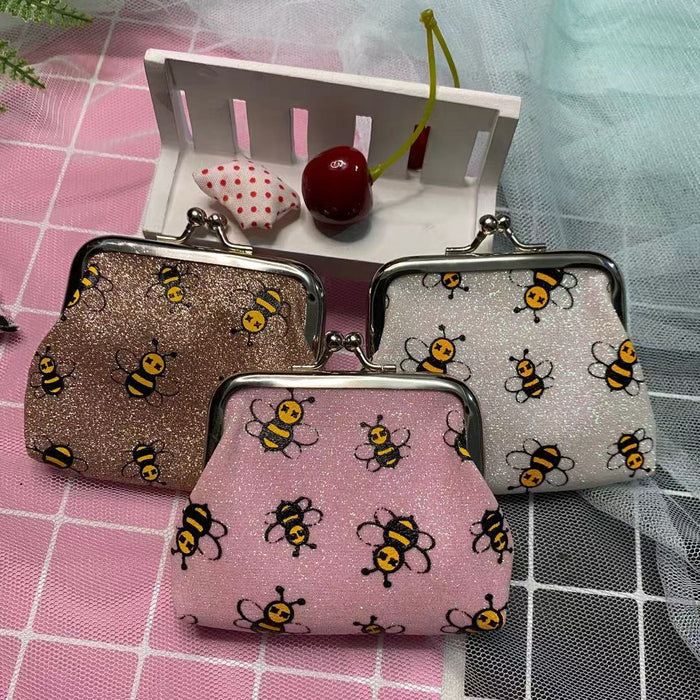 Wholesale Wallet PU Little Bee Children's Iron Buckle Coin Purse MOQ≥3 JDC-WT-Hongqiong004