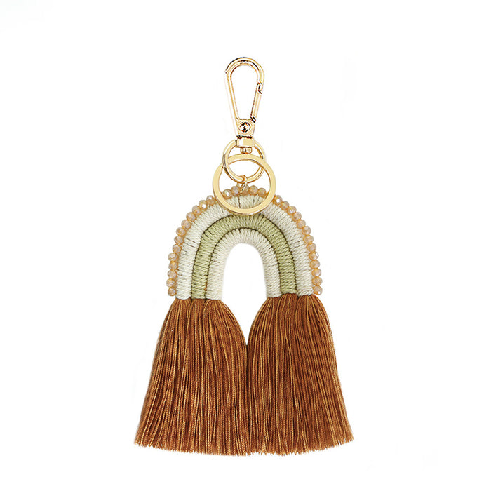 Wholesale tassel keychain rice bead rope weaving manual weaving  JDC-KC-JM015