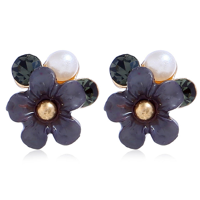 Wholesale Earrings Alloy Flower Pearls MOQ≥2 JDC-ES-KaiQ062