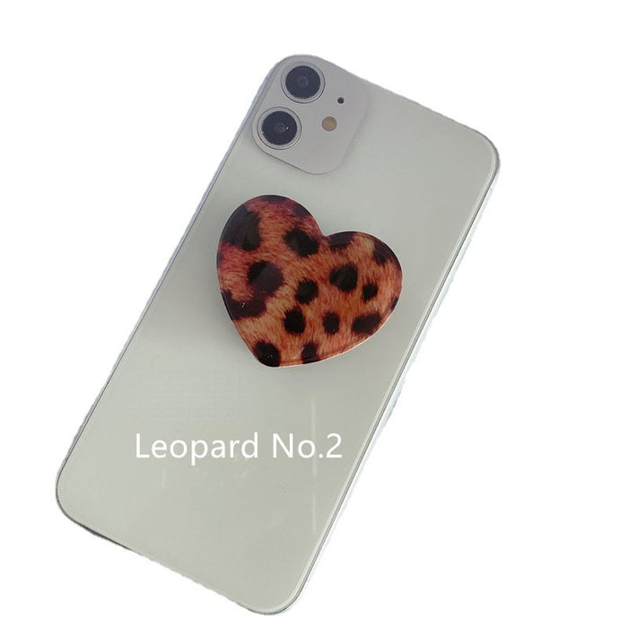 Wholesale Grips Mobile Phone Holder Leopard Print Heart Shaped Retractable Airbag Holder MOQ≥2 JDC-PS-weijiu009