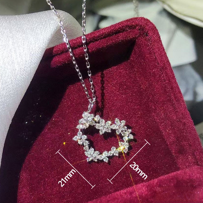 Wholesale Necklace Copper Zircon Heart Flower MOQ≥2 JDC-PREMCAOS-NE-024