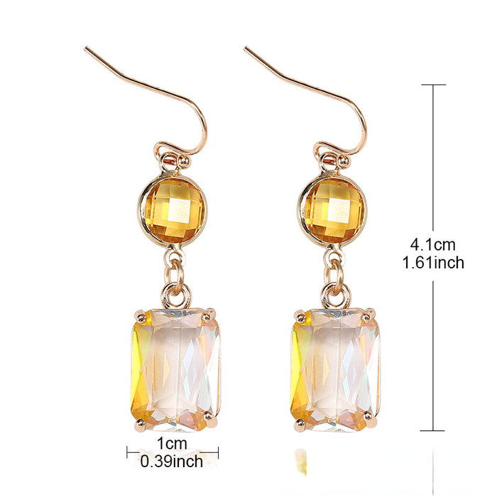 Wholesale Gradient Color Copper K9 Glass Crystal Earrings MOQ≥2 JDC-ES-Zhongn011