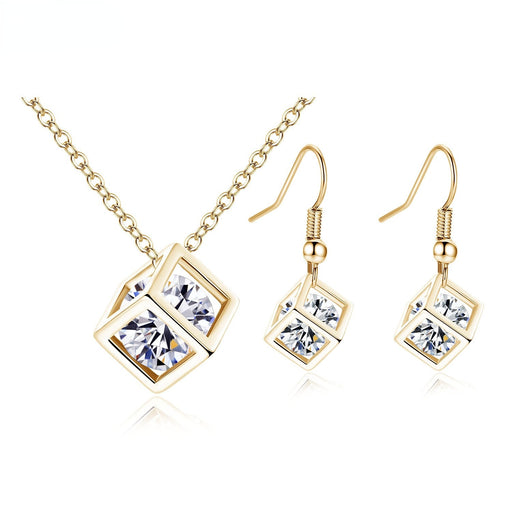 Jewelry WholesaleWholesale copper zircon cube necklace set JDC-NE-MiMeng022 Necklaces 米萌 %variant_option1% %variant_option2% %variant_option3%  Factory Price JoyasDeChina Joyas De China