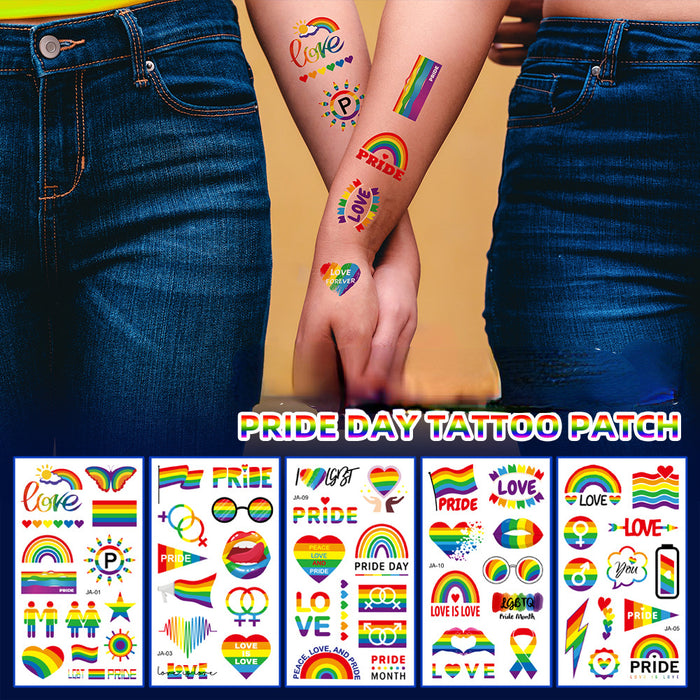 Wholesale LBGT Pride Day Rainbow Love Couple Tattoo Stickers 10pcs/set JDC-ST-ZeSheng001