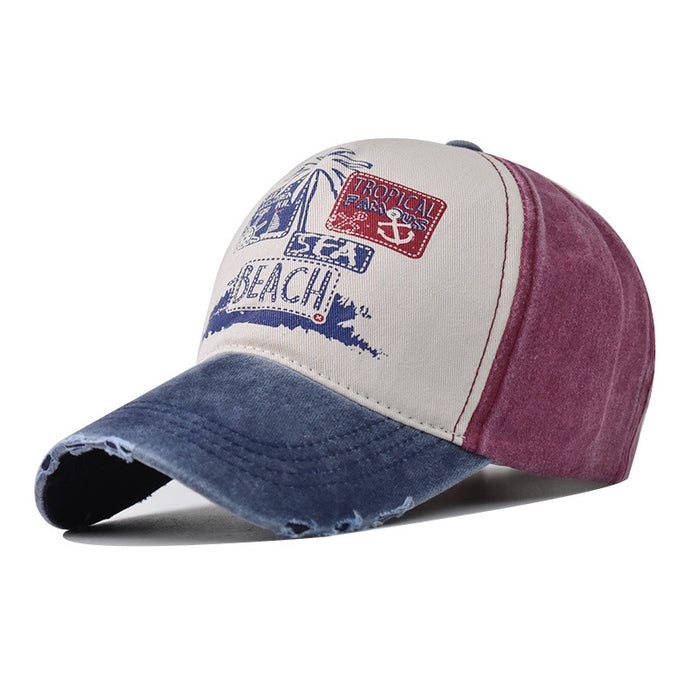 Wholesale washed baseball cap beach coconut tree printing beach outdoor old hat MOQ≥2 JDC-FH-EXu010