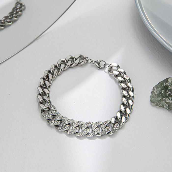 Wholesale Bracelet Titanium Steel Dot Diamond Cuba Hip Hop JDC-BT-ChenY022