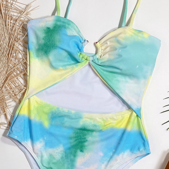 Jewelry WholesaleWholesale one-piece bandeau cutout personality one-piece tie-dye swimsuit JDC-SW-XMa010 Swimwear 轩马 %variant_option1% %variant_option2% %variant_option3%  Factory Price JoyasDeChina Joyas De China