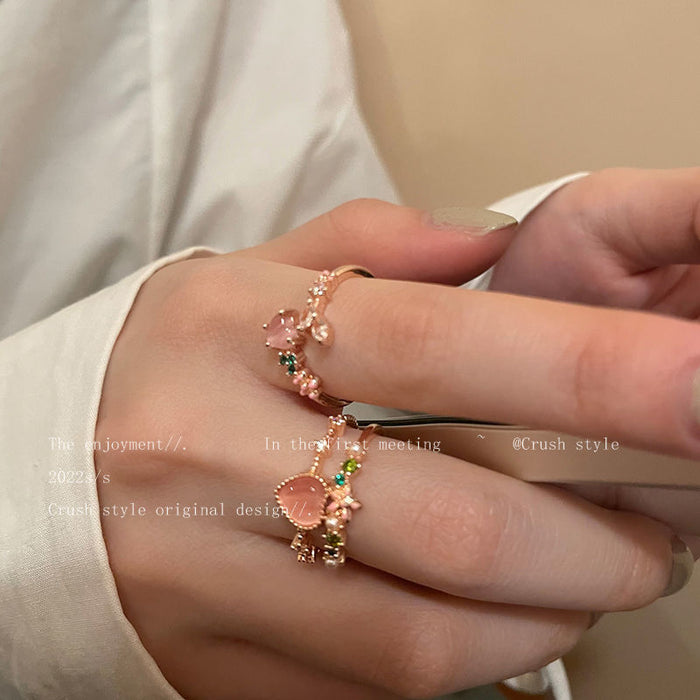 Wholesale Rings Copper Heart Zircon Adjustable MOQ≥2 JDC-RS-YanB006