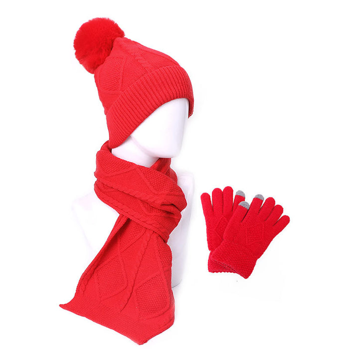 Wholesale Scarf Hat Gloves Three-piece Set Cotton Acrylic Plus Fleece Thickening Keep Warm JDC-SF-Kaip008