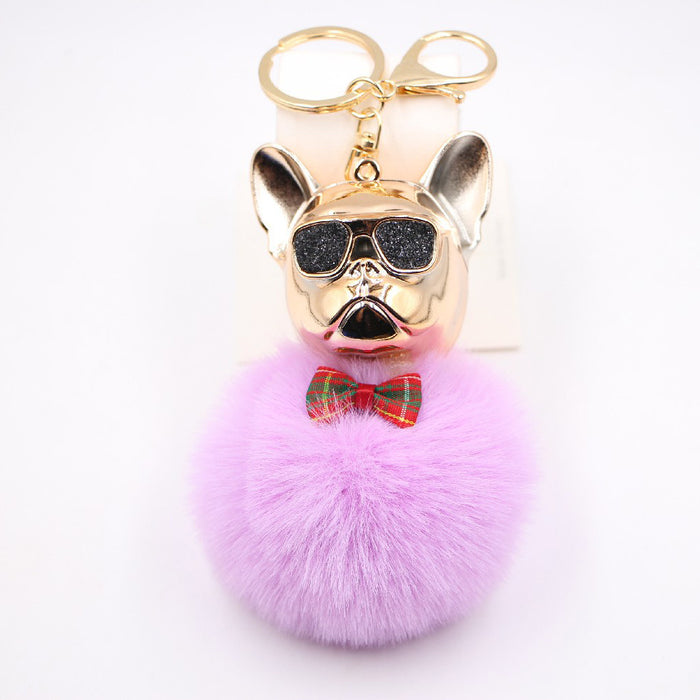 Jewelry WholesaleWholesale French Bulldog Alloy Faux Hair PVC Hairball Pom Pom  Keychain JDC-KC-Zuge017 Keychains 祖格 %variant_option1% %variant_option2% %variant_option3%  Factory Price JoyasDeChina Joyas De China