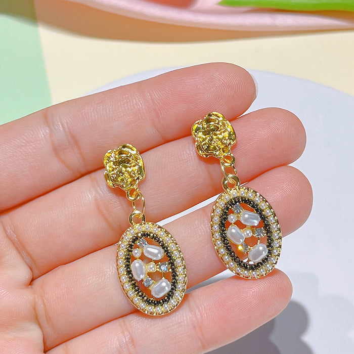 Wholesale Earrings Metal Petite Pearl Rhinestones JDC-ES-PH005