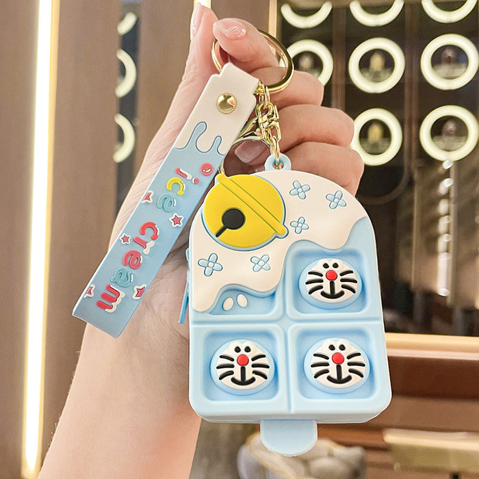 Wholesale keychain wallets Ice Cream Strawberry Bear Silicone Ice Cream Coin Purse Pendant JDC-KC-XinJY001