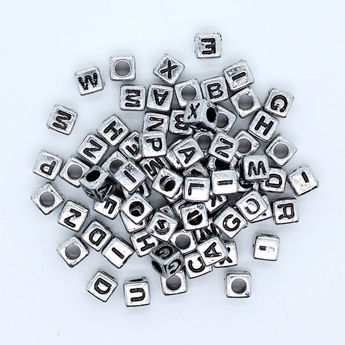 Wholesale Pendant 6MM DIY Letter Handmade Square Transparent Acrylic Pack of 100 MOQ≥2 JDC-PT-BiLai002