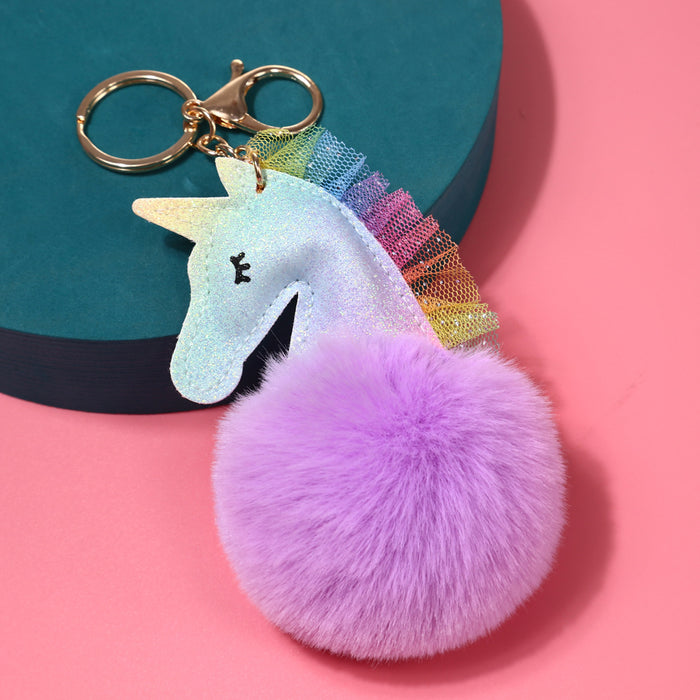 Wholesale Imitation Rex Rabbit Fur Cartoon Hair Ball Keychain MOQ≥2 JDC-KC-YXin001