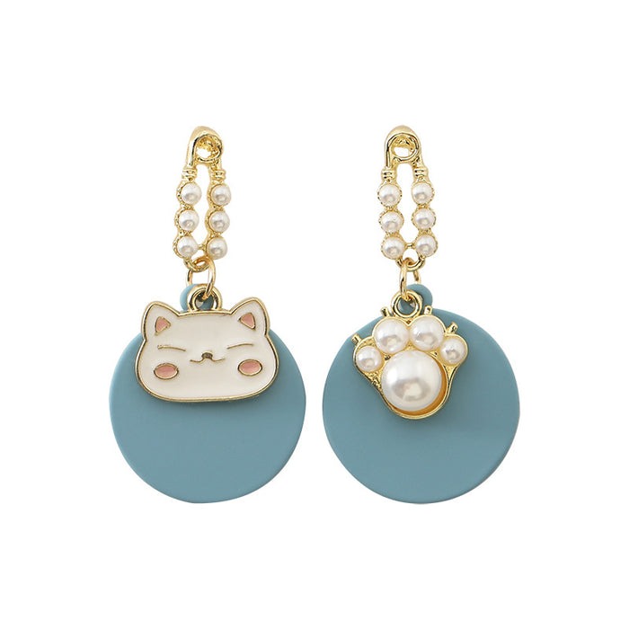 Wholesale Earrings Alloy Cute Cat Pearls JDC-ES-Baolai007