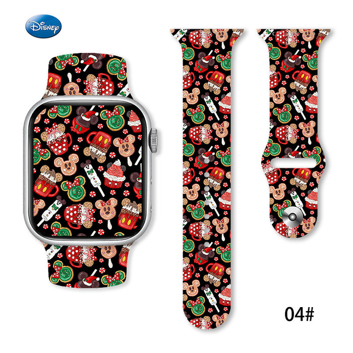 Wholesale Christmas Cartoon Silicone Strap Suitable for Apple Watch Strap JDC-WD-NuoQi001