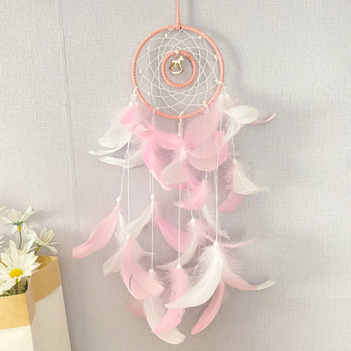 Wholesale Double Circle Pony Dreamcatcher Ornament  MOQ≥2 JDC-DC-MYing008