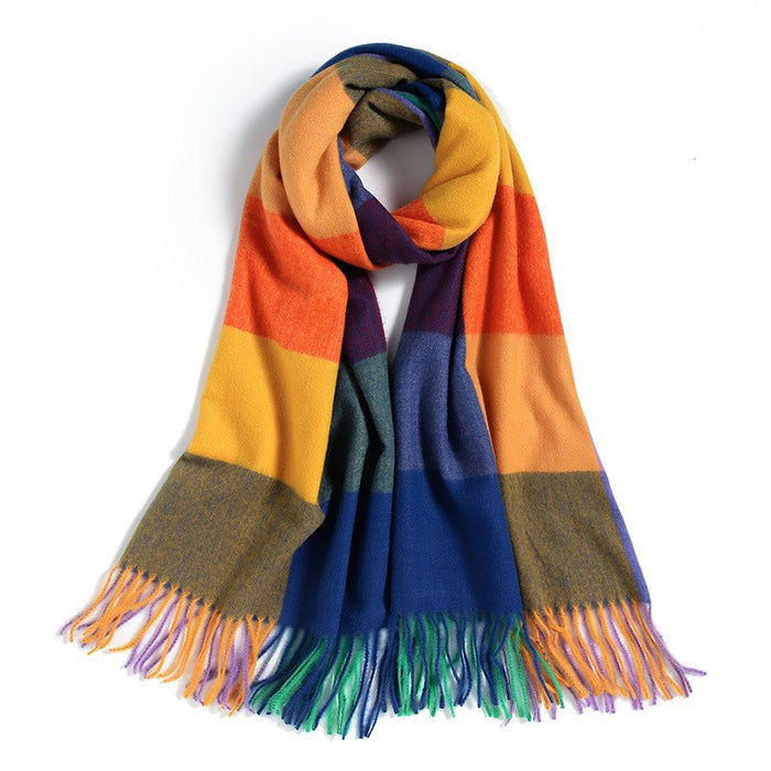 Wholesale Scarf Imitation Cashmere Plaid Thickened Warm Long Scarf JDC-SF-Randai001