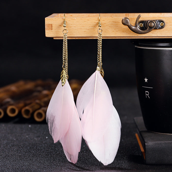 Jewelry WholesaleWholesale Tassel Feather Alloy Earrings JDC-ES-Daiq038 Earrings 黛茜 %variant_option1% %variant_option2% %variant_option3%  Factory Price JoyasDeChina Joyas De China