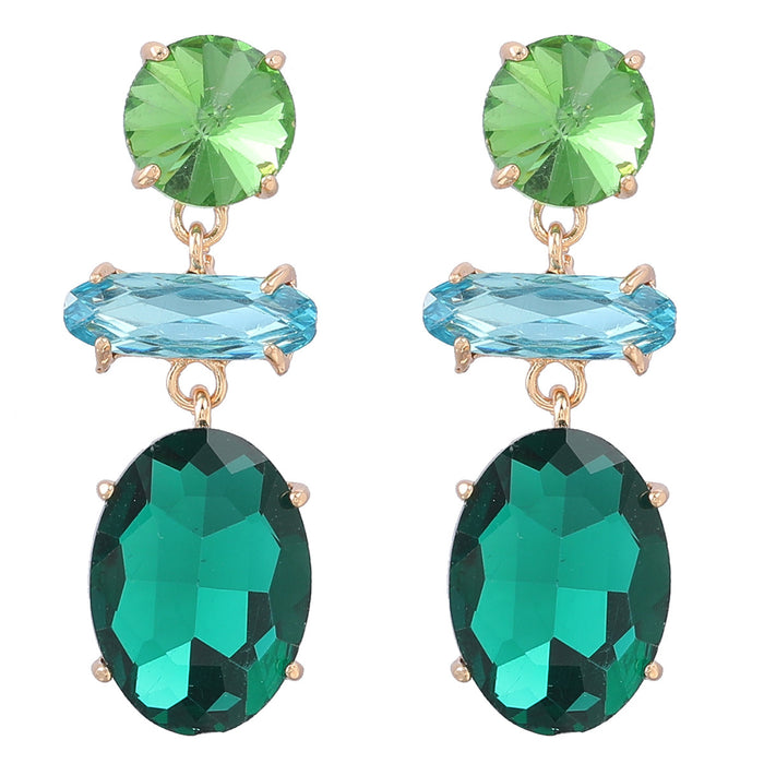 Wholesale Multilayer Geometric Earrings Alloy Glass Drill JDC-ES-JL1093