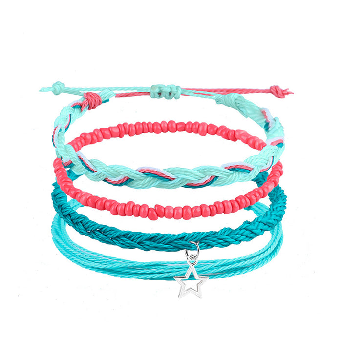 Wholesale Wax Thread Braided Rice Bead Bracelet Boho Daisy Sun Flower JDC-BT-QiuX007