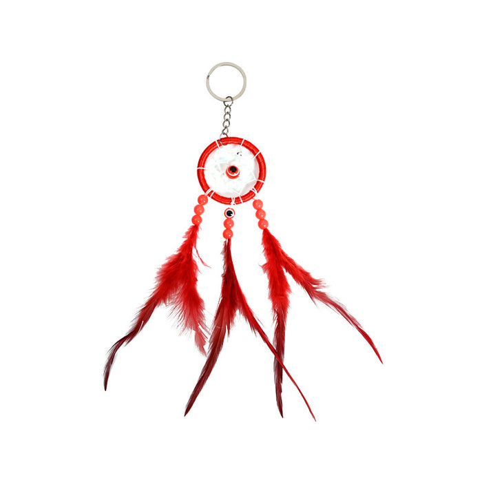 Wholesale Iron Ring Feather Beads Silk Thread Dreamcatcher Keychain MOQ≥2 JDC-KC-JunX002