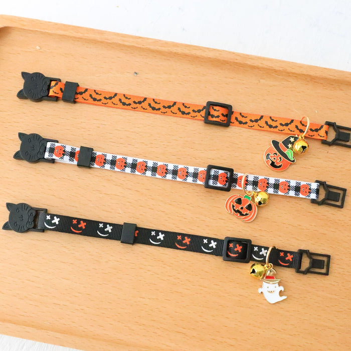 Wholesale Pet Necklace Polyester Halloween Kitten Dog Bell Safety Buckle MOQ≥2 JDC-PN-PuPu001