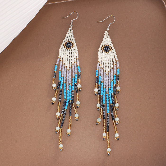 Jewelry WholesaleWholesale Ethnic Style Colorful Rice Beads Boho Tassel Earrings JDC-ES-YuanQ005 Earrings 圆沁 %variant_option1% %variant_option2% %variant_option3%  Factory Price JoyasDeChina Joyas De China