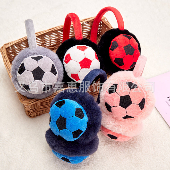 Wholesale Earmuff Plush Warm Cartoon Football Kids Retractable JDC-EF-JiaH007