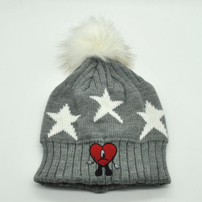 Wholesale Hat Acrylic Embroidered Heart Warm Pullover Hat (F) JDC-FH-PNi017