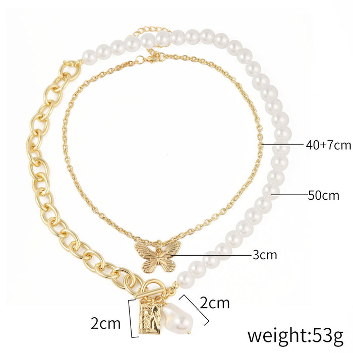 Wholesale Accessories Butterfly Clavicle Chain Simple ins Pearl Butterfly Necklace JDC-NE-ManY002