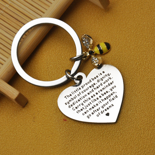 Jewelry WholesaleWholesale Teacher's Day Little Bee Stainless Steel Keychain MOQ≥2 JDC-KC-XinG002 Keychains 新钢 %variant_option1% %variant_option2% %variant_option3%  Factory Price JoyasDeChina Joyas De China