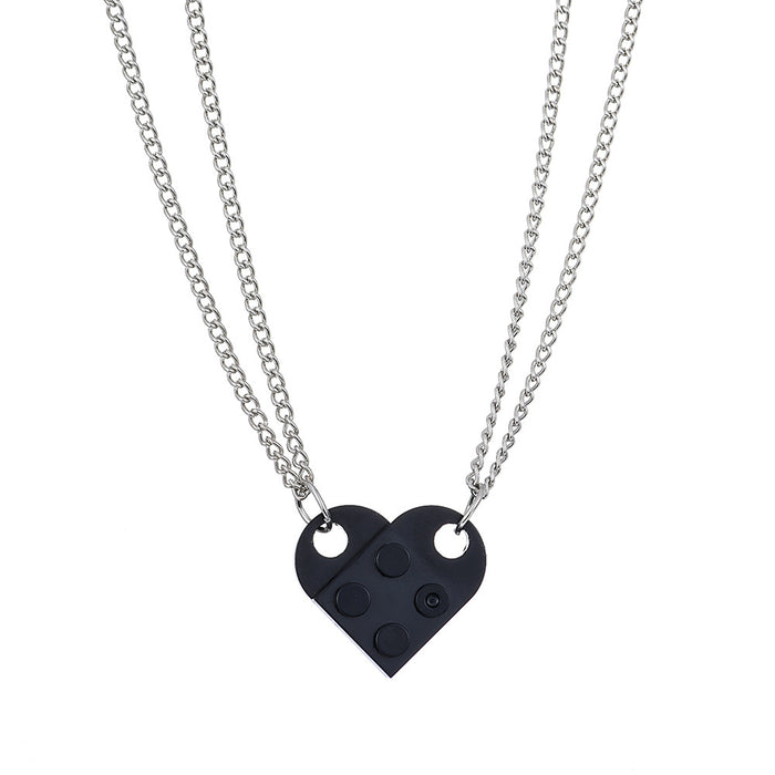 Wholesale Heart Necklace Can Splicing Split Block Pendant Necklace JDC-NE-YiD034