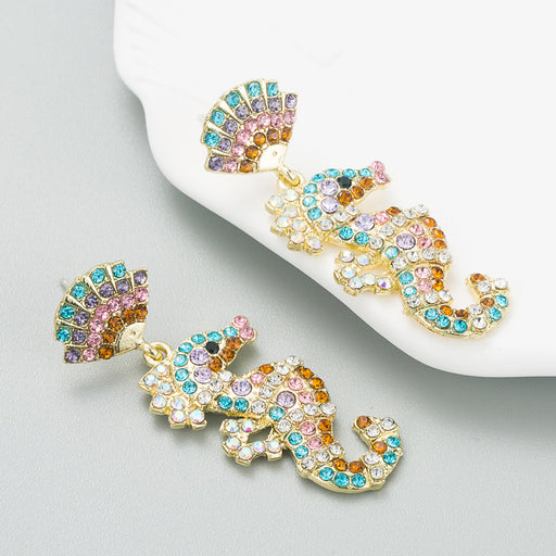 Jewelry WholesaleWholesale Titanium Steel Set Colored Diamond Earrings Seahorse Earrings JDC-ES-hemin032 Earrings 和鸣 %variant_option1% %variant_option2% %variant_option3%  Factory Price JoyasDeChina Joyas De China